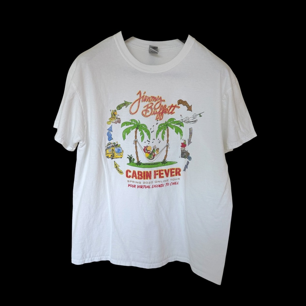 Jimmy Buffett Cabin Fever 2020 Online Tour Shirt Large White Margaritaville